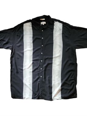 Campia Moda Black/gray Tropical Button Down Rayon Shirt Sz 3XLT